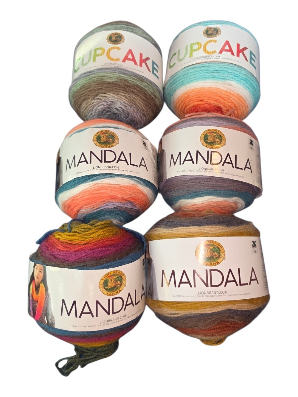 Lion Brand Yarn Lot 6 Mandala Cupcake DISCONTINUED Mint Chip Sea Breeze